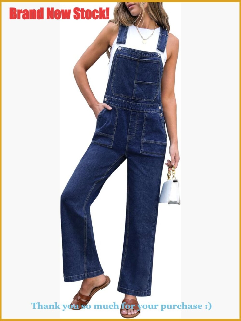 Straight Wide Leg Denim Overalls with Adjustable Straps and 6 Pockets